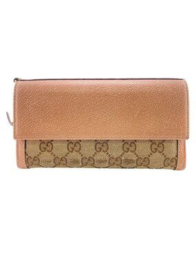 Gucci Covered Zipper Coin Purse Wallet GG Canvas Beige